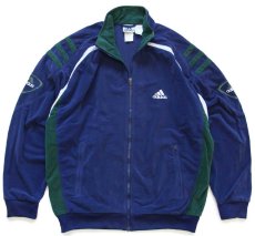 画像1: 90s adidasアディダス パフォーマンス ロゴ刺繍 マルチカラー 切り替え ベロア トラックジャケット M★ジャージ (1)