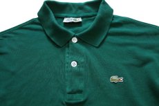 画像3: 70s フランス製 CHEMISE LACOSTE ラコステ ワンポイント コットン 鹿の子 長袖ポロシャツ 緑 6★119  (3)