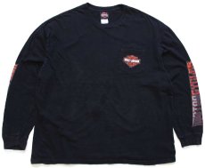 画像2: HARLEY-DAVIDSON ハーレー ダビッドソン LAS VEGAS ダイス トランプ 両面&袖プリント コットン ポケット付き 長袖Tシャツ 黒 2XL★特 (2)