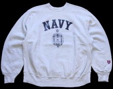 画像1: 90s USA製 MV SPORT NAVY U.S.NAVAL ACADEMY リバースウィーブ スウェット ボロ 杢ライトグレー XXL★特大 (1)