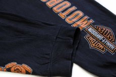 画像7: HARLEY-DAVIDSON MOTORCYCLES ハーレー ダビッドソン エンジン ロゴ BARNETT 両面&袖プリント コットン ポケット付き 長袖Tシャツ 黒 L (7)