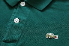 画像4: 70s フランス製 CHEMISE LACOSTE ラコステ ワンポイント コットン 鹿の子 長袖ポロシャツ 緑 6★119  (4)