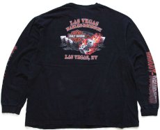 画像1: HARLEY-DAVIDSON ハーレー ダビッドソン LAS VEGAS ダイス トランプ 両面&袖プリント コットン ポケット付き 長袖Tシャツ 黒 2XL★特 (1)