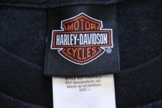 画像4: HARLEY-DAVIDSON MOTORCYCLES ハーレー ダビッドソン エンジン ロゴ BARNETT 両面&袖プリント コットン ポケット付き 長袖Tシャツ 黒 L (4)