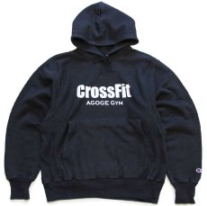 画像1: 00s Championチャンピオン CrossFit AGOGE GYM 両面プリント リバースウィーブ スウェットパーカー 黒 S (1)