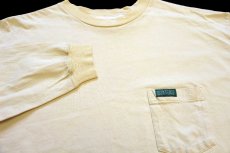 画像3: 90s DUCK HEAD 無地 ポケット付き コットン 長袖Tシャツ 薄黄 XL (3)