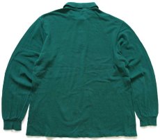 画像2: 70s フランス製 CHEMISE LACOSTE ラコステ ワンポイント コットン 鹿の子 長袖ポロシャツ 緑 6★119  (2)