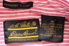 画像5: 80s EddieBauerエディーバウアー BAINBRIDGE FLANNEL ストライプ コットン ライト フランネルシャツ 赤×白 M (5)