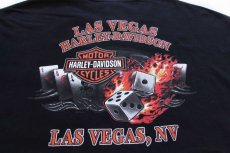 画像4: HARLEY-DAVIDSON ハーレー ダビッドソン LAS VEGAS ダイス トランプ 両面&袖プリント コットン ポケット付き 長袖Tシャツ 黒 2XL★特 (4)