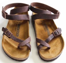 画像1: ドイツ製 BIRKENSTOCKビルケンシュトック Yara ヤラ レザー サンダル ダークブラウン 37/24 (1)