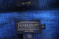 画像4: PENDLETONペンドルトン MASON オンブレチェック ボタンダウン コットン ライト フランネルシャツ 青×黒 XL (4)