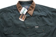 画像3: デッドストック★00s Woolrichウールリッチ 無地 コットンツイルシャツ 深緑 3XL★特大 (3)