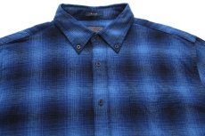 画像3: PENDLETONペンドルトン MASON オンブレチェック ボタンダウン コットン ライト フランネルシャツ 青×黒 XL (3)