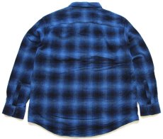 画像2: PENDLETONペンドルトン MASON オンブレチェック ボタンダウン コットン ライト フランネルシャツ 青×黒 XL (2)