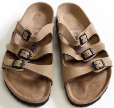 画像1: ドイツ製 BIRKENSTOCKビルケンシュトック Florida フロリダ サンダル ソフトフットベッド 薄茶 38/24.5 (1)