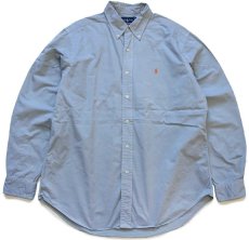 画像1: 00s ラルフローレン CLASSIC FIT ワンポイント ボタンダウン コットンシャツ ブルーグレー L (1)