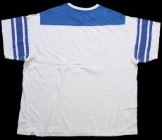 画像3: 80s 54 ナンバリング アップリケ ツートン 切り替え コットン アスレチックTシャツ 白×青 (3)