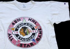 画像1: 90s USA製 Championチャンピオン NHL ALL STAR GAME 1991 コットンTシャツ ボロ 白 L (1)