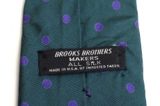 画像3: 80s USA製 BROOKS BROTHERSブルックスブラザーズ MAKERS ドット柄 シルク ネクタイ 深緑 (3)