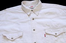 画像3: 90s Levi'sリーバイス カラーデニム ウエスタンシャツ 生成り L★08 (3)