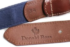 画像4: USA製 Donald Ross 織り柄 マルチストライプ レザー×コットン ベルト ネイビー 34 (4)