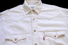 画像3: 90s ポルトガル製 Levi'sリーバイス カラーデニム ウエスタンシャツ 生成り M★06 (3)