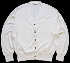 画像1: スコットランド製 BALLANTYNE 無地 Sea Island Cotton コットンニット カーディガン ナチュラル 50 (1)