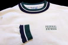 画像3: 90s USA製 FEDERAL EXPRESS FedExフェデックス 刺繍 リブライン スウェット 生成り L (3)