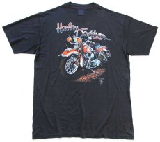 画像2: 80s USA製 3D EMBLEM HARLEY-DAVIDSON ハーレー ダビッドソン Tシャツ 黒 XL (2)