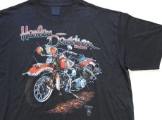 画像1: 80s USA製 3D EMBLEM HARLEY-DAVIDSON ハーレー ダビッドソン Tシャツ 黒 XL (1)