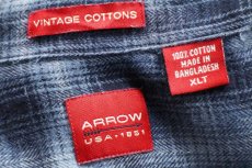 画像4: ARROW VINTAGE COTTONS オンブレチェック ボタンダウン コットン ライトネルシャツ XLT★44 (4)