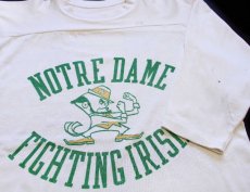 画像3: 70s USA製 CHAMPIONチャンピオン NOTRE DAME FIGHTING IRISH 染み込みプリント コットン×ナイロン フットボールTシャツ アイボリー M (3)