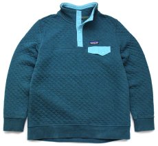 画像1: patagoniaパタゴニア オーガニックコットン キルティング スナップT ブルーグリーン M (1)