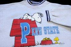 画像3: 90s スヌーピー ウッドストック PENN STATE モックネック リブライン スウェット 杢ライトグレー L (3)