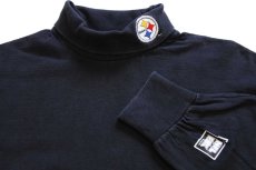 画像3: 90s USA製 NFL Pittsburgh Steelers ロゴ刺繍 タートルネック コットン 長袖Tシャツ 黒 L (3)