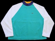 画像1: 90s IZOD LACOSTE ラコステ モックネック マルチカラー 切り替え スウェット BIG 2X★特大 (1)