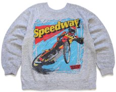 画像1: 80s Speedway ダートトラックレース 両面プリント スウェット 杢グレー (1)