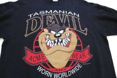 画像3: 90s USA製 Warner Bros LOONEY TUNES TASMANIAN DEVIL タズマニアンデビル スウェット 黒 XL (3)