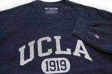 画像3: 00s Championチャンピオン UCLA 1919 二段中抜きプリント リバースウィーブ スウェット 紺 L (3)