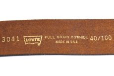 画像4: 90s USA製 Levi'sリーバイス カービング フルグレイン カウハイド レザーベルト 焦げ茶 40/100 (4)