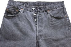 画像4: 90s USA製 Levi'sリーバイス 501 カットオフ 先染め ブラック デニムパンツ w34 (4)