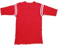 画像2: 70s USA製 ARTEX STANFORD アメフト ひび割れプリント カットオフ コットン フットボールTシャツ カスタム 赤 S (2)