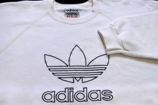 画像3: 90s USA製 adidasアディダス トレフォイル ビッグロゴ刺繍 スウェット 生成り (3)