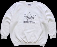 画像1: 90s USA製 adidasアディダス トレフォイル ビッグロゴ刺繍 スウェット 生成り (1)