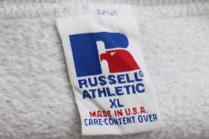 画像5: 90s USA製 RUSSELLラッセル BRUSH ベースボール グローブ 刺繍 前V スウェット 杢ライトグレー XL (5)