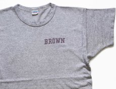 画像1: 70s USA製 Championチャンピオン BROWN 染み込みプリント 88/12 Tシャツ 杢グレー M (1)