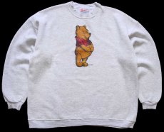 画像1: 90s USA製 Hanes Disneyディズニー クマのプーさん スウェット 杢ライトグレー XL (1)