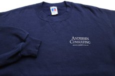 画像3: 90s USA製 RUSSELLラッセル ANDERSEN CONSULTING 前V スウェット 紺 XL (3)