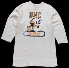 画像1: 80s USA製 UNC BEARS アメフト Vネック コットン フットボールTシャツ 生成り L (1)