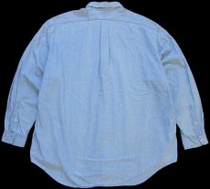 画像2: 90s ラルフローレン BIG SHIRT ワンポイント ポケット付き ボタンダウン コットン シャンブレーシャツ XXL★特大 (2)